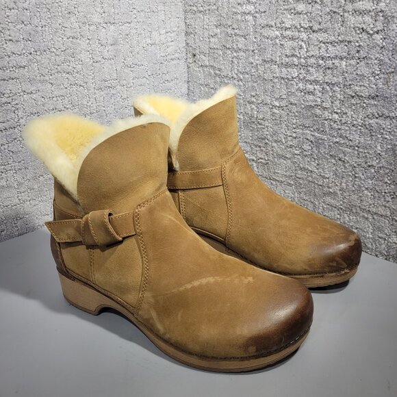 Dansko Bessie Women's Size EU 40 US 9 Tan Shearling Lined Pull on Ankle Boots - Picture 5 of 10